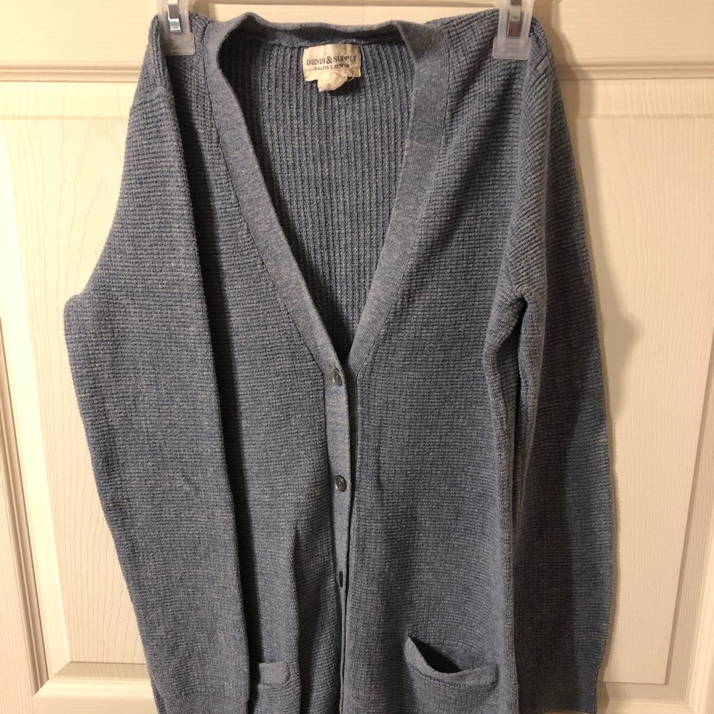 Ralph Lauren. Blue button up Cardigan Sweater. Xl